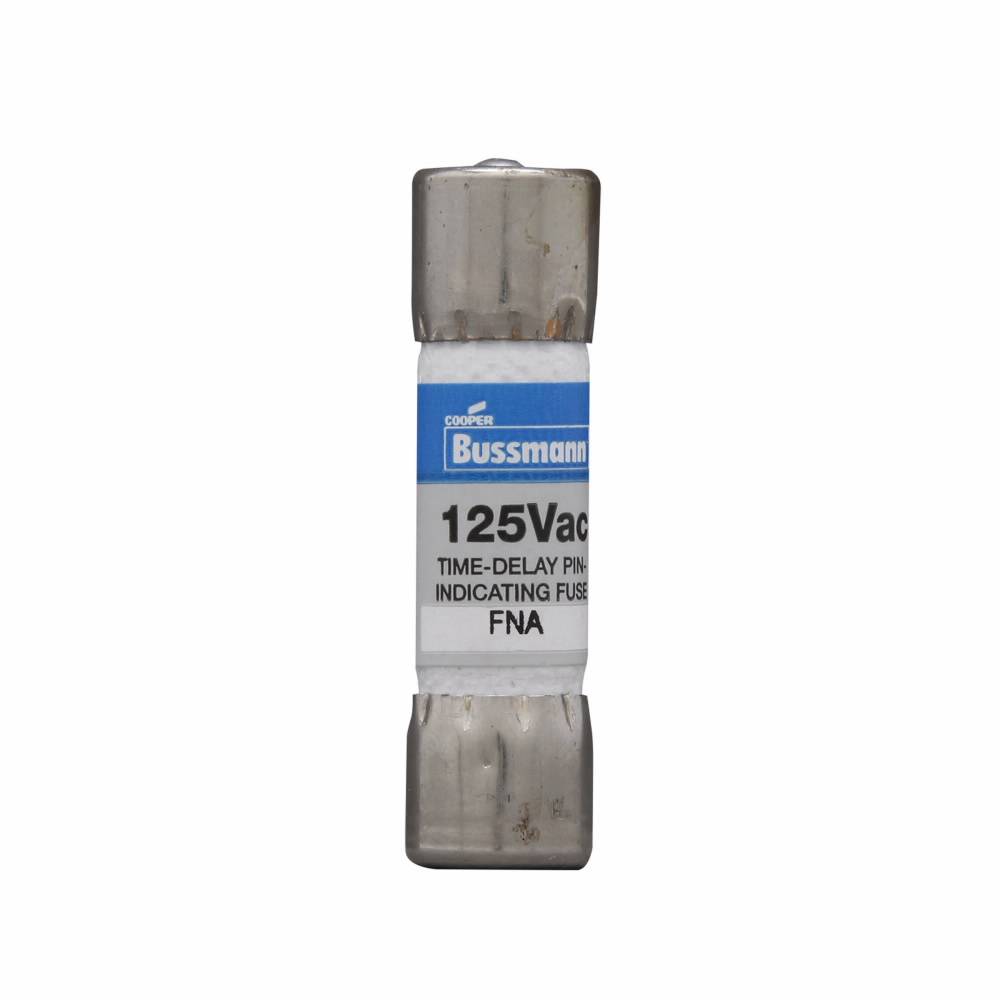 Bussmann FNA-8 Pin Indicating Time Delay Midget Fuse, 8 A, 125 VAC, 10000 A Interrupt, Class: Supplemental, Cartridge Body