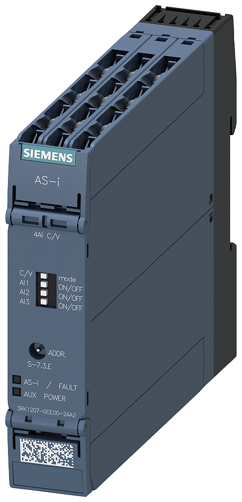 Siemens 3RK12070CE002AA2 SlimLine Compact Analog I/O Module, 4 Inputs, 1 to 5 V, +/-10 V, 4 to 20 mA, +/-20 mA Signal Range, 16 bit Resolution