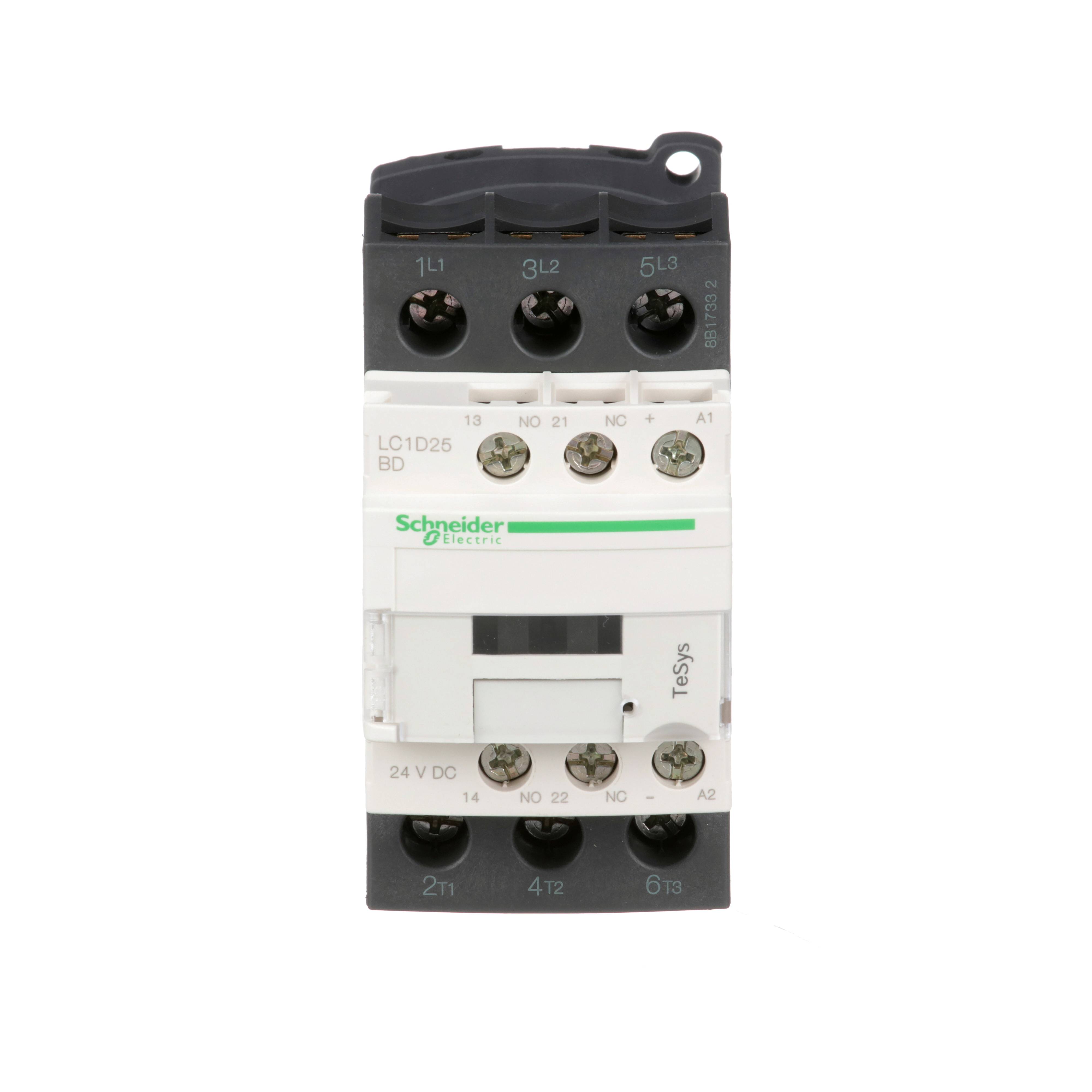 Schneider Electric Square D™ TeSys™ D LC1D25BD Direct On-Line Standard IEC Contactor, 690 VAC, 24/300 VDC V Coil, 25/40 A, 3NO Contact, 3 Poles