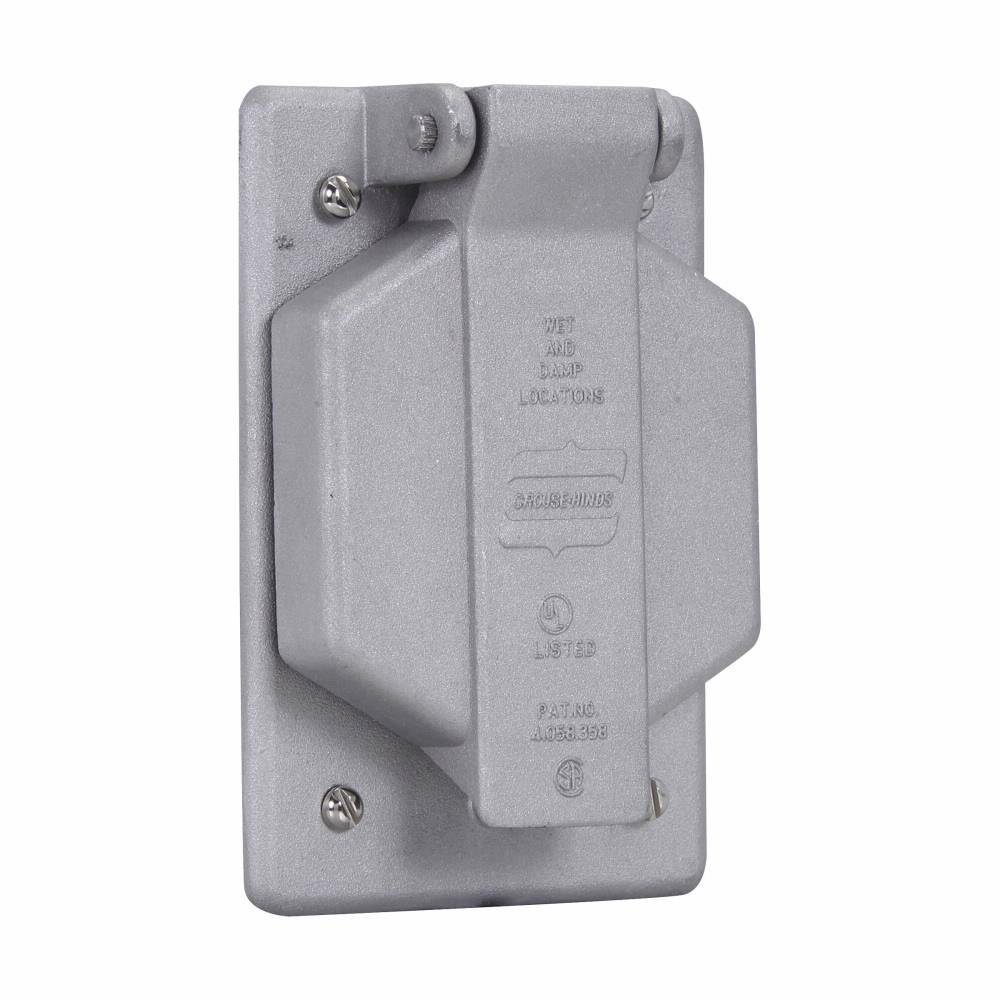 EATON WLRS1 WLRS Single Spring Door Cover, 1-3/8 in Dia, 2.91 in L x 1.16 in W x 4.44 in D, (1) Receptacle Cover, Copper-Free Aluminum