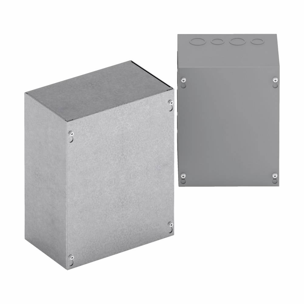 B-Line 666 SCGV Junction Box With Knockout, 6 in H x 6 in W x 6 in D, Screw Cover, NEMA 1/IP30 NEMA Rating, Steel