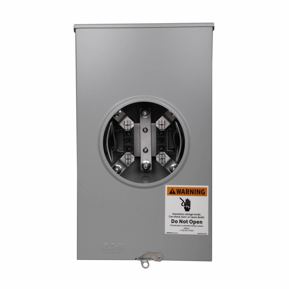 EATON Cutler-Hammer 1007448ACH 3-Wire 1-Position Residential Service Single Meter Socket, 600 VAC, 200 A, 1 Phase