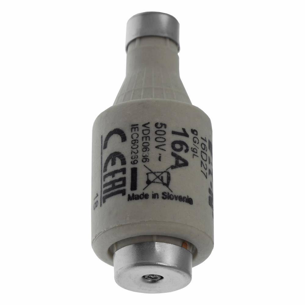 Edison 16D27 Low Voltage Time Delay Diazed Fuse Link, 16 A, 500 VAC, 100 kA Interrupt, Class: gG/gL, Round Body