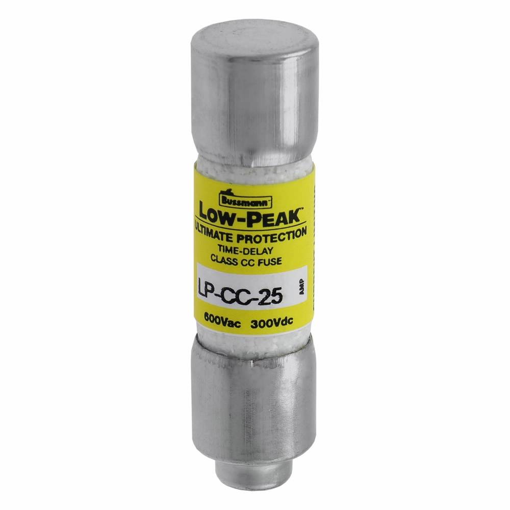 Bussmann Low-Peak™ LP-CC-25 Current Limiting Time Delay Fuse, 25 A, 600 VAC/300 VDC, 20/200 kA Interrupt, CC Class, Cartridge Body