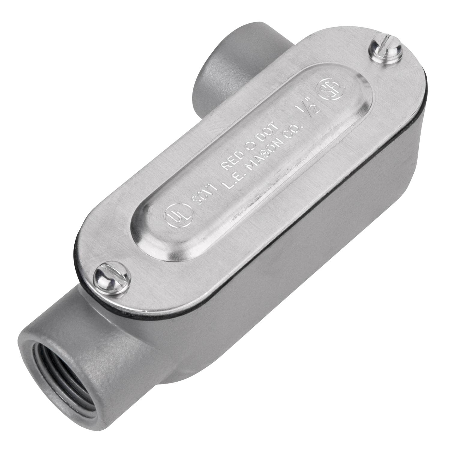Red Dot® D-Pak™ DALR-1-CG A Series Type LR Conduit Body With Cover, Gasket, 1/2 in Hub, 4.8 cu-in Capacity, Die Cast Aluminum, Powder Coated Urethane