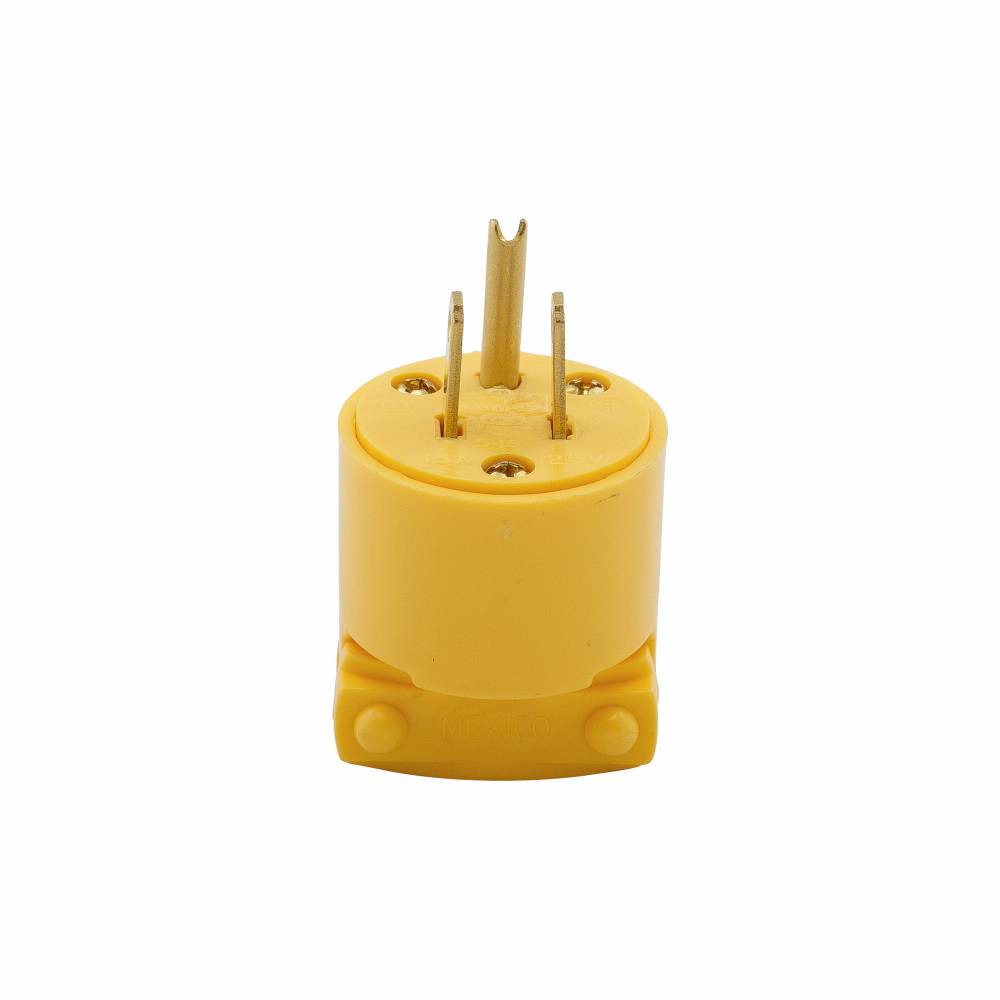 EATON Arrow Hart™ Eaton Wiring Devices 4867-BOX Heavy Duty Straight Blade Plug, 125 VAC, 15 A, 2 Poles, 3 Wires, Yellow