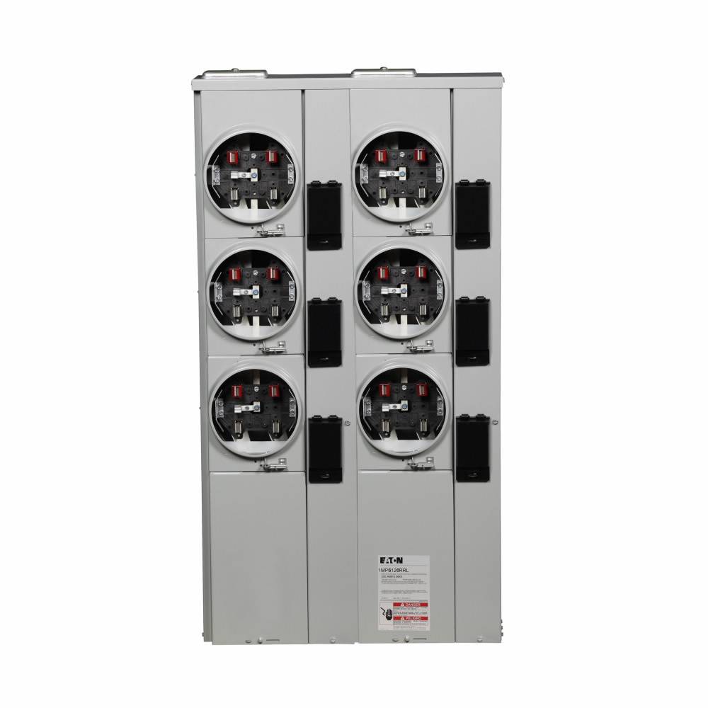 EATON 1MP6126RRL 3-Wire Group Metering Meter Pack, 125 A Self-Contained Socket, Underground Feed, 120/240 VAC, 600 A Bus