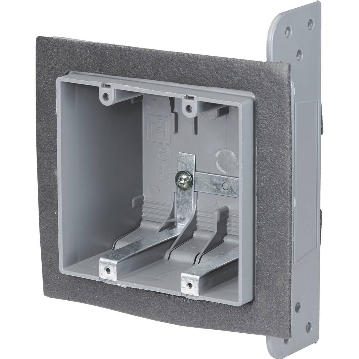NuTek® 2FWSW-CRT Airtight Non-Metallic Device Box, Plastic, 33 cu-in, 2 Gangs, 3-3/4 in L x 4 in W x 2-3/4 in D