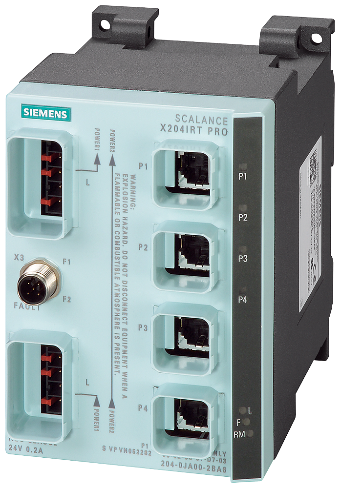 Siemens 6GK52040JA002BA6 SIMATIC NET SCALANCE X Managed Ethernet Switch, (4) RJ45 Port, Telnet/HTTP/HTTPS/TFTP/FTP/DCP/LLDP/SNMP v1/SNMP v2/SNMP v3/SNTP/SSH Protocol