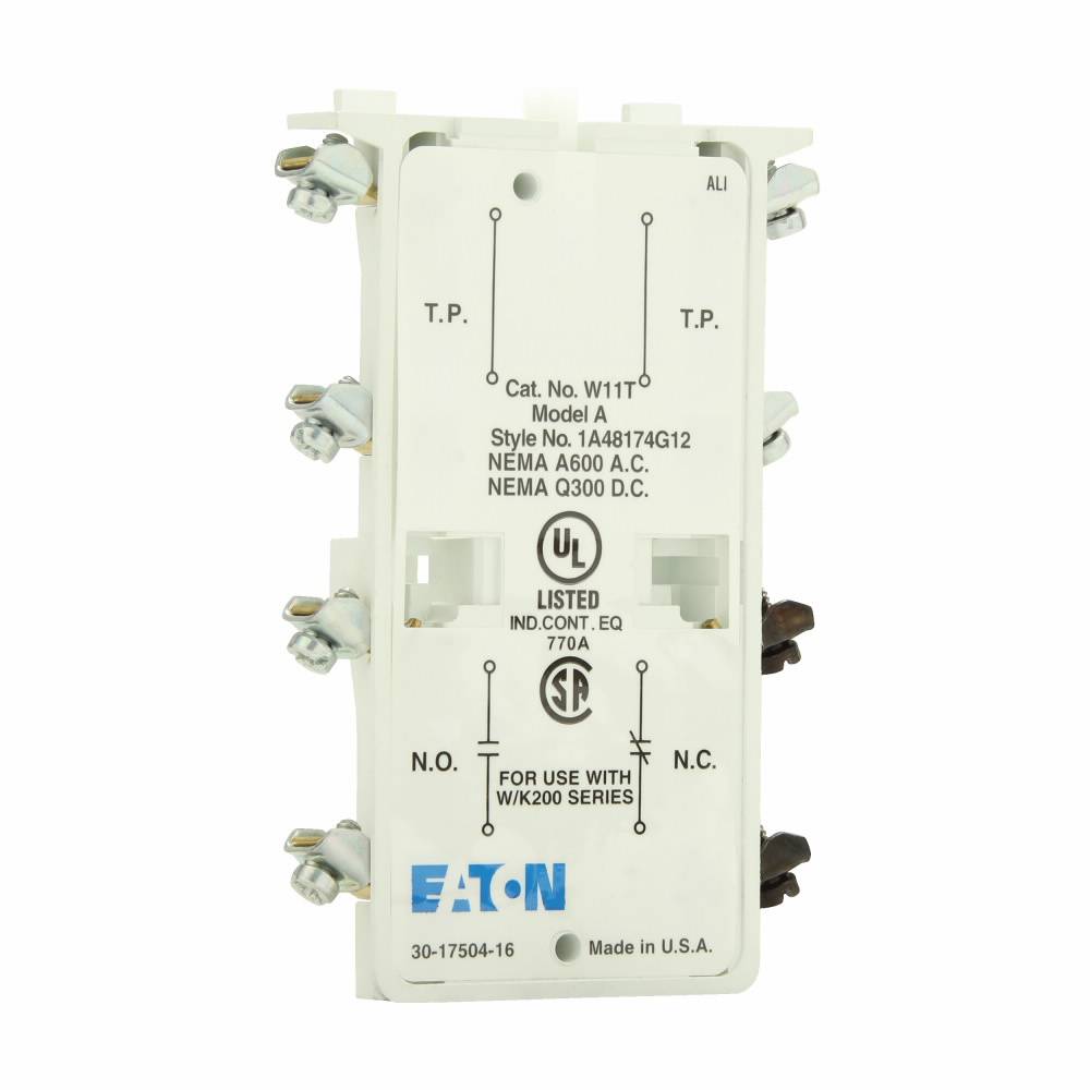 EATON W11T Auxiliary Contact, 120/600 VAC, 125/300 VDC, 2 Contacts