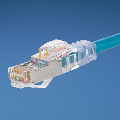 Panduit® PanView iQ™ PVSTP6X10MBBU Patch Cord, Cat 6A, 26 AWG S/FTP Copper Conductor, 32.81 ft L Cord, Blue
