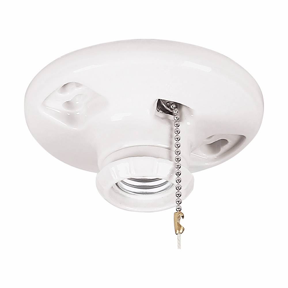 EATON Arrow Hart® 659-SP 2-Piece Lamp Holder With Pull Chain Switch, 660 W Lamp, 250 VAC, Medium