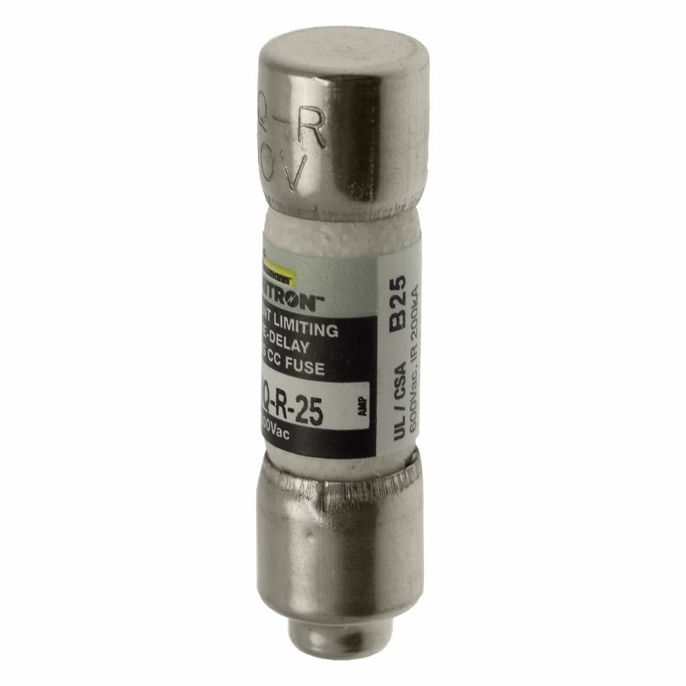 Bussmann CC-Tron® FNQ-R-25 Current Limiting Time Delay Fuse, 25 A, 600 V, 200 kAIC Interrupt, CC Class, Cylindrical Body