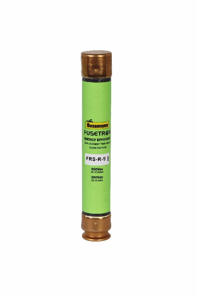 Bussmann Fusetron™ FRS-R-9 Advanced Protection Current Limiting Energy Efficient Low Voltage Time Delay Fuse, 9 A, 600 VAC/300 VDC, 20/200 kA Interrupt, RK5 Class, Cartridge Body