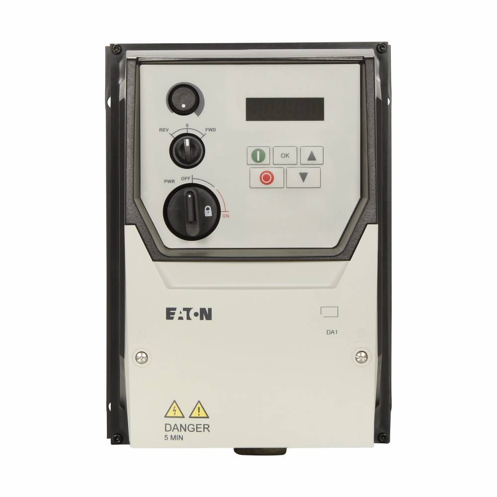 EATON PowerXL® DA1-342D2FB-A6SC 3-Phase Adjustable Compact AC Variable Frequency Drive, 380 to 480 VAC, 2.2 A, 1 hp, 7.1 in W x 9.42 in D