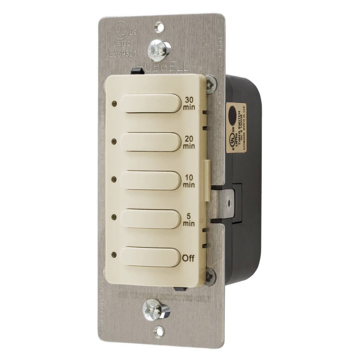 Wiring Device-Kellems DT5030I Countdown Fixed Standard Timer Wall Switch With Red LED Indicator, OFF, 5, 10,20, 30 min Setting, 120/277 VAC, 2 Poles