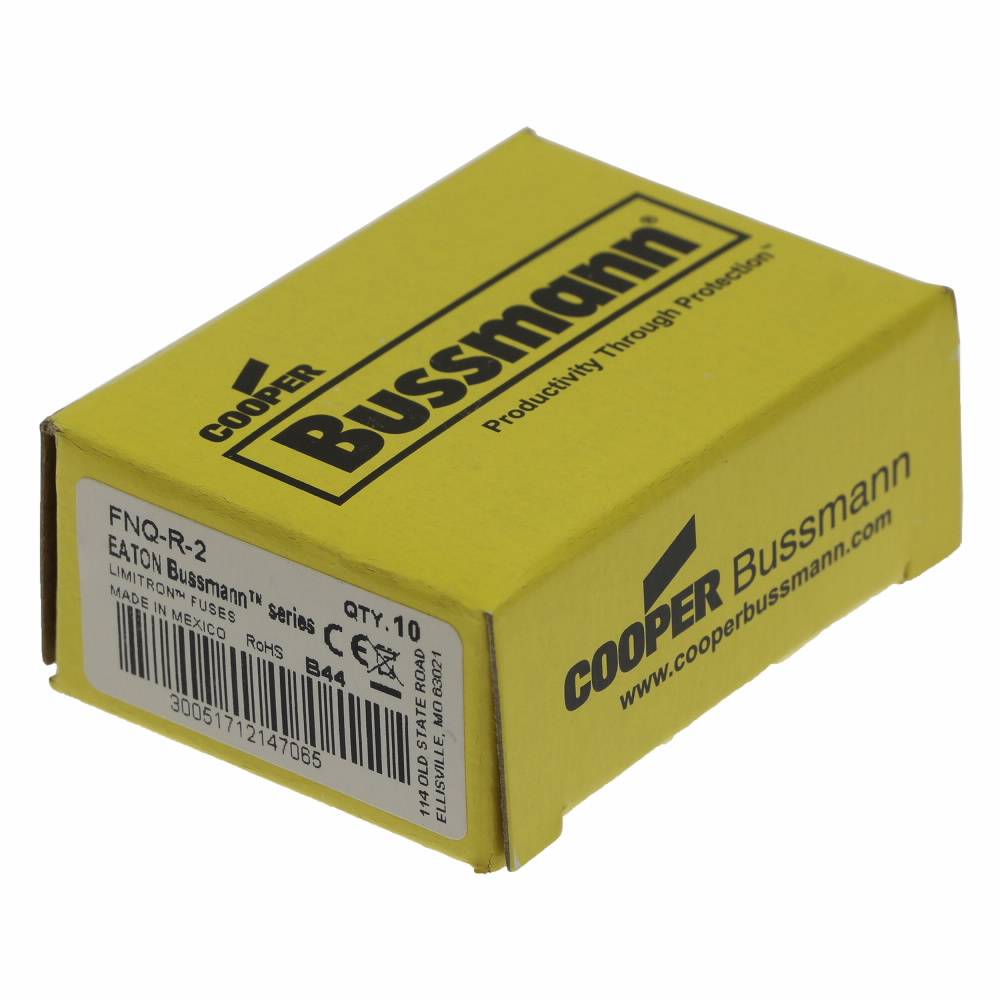 Bussmann CC-Tron® FNQ-R-2 Time Delay Fuse, 2 A, 600 V, 200 kA Interrupt, CC Class, Cylindrical Body