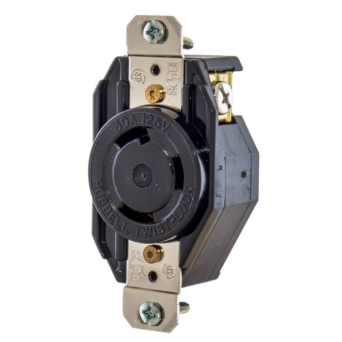 EATON Wiring Devices Arrow Hart™ L530R Single Locking Receptacle, 125 VAC, 30 A, 2 Poles, 3 Wires, Black