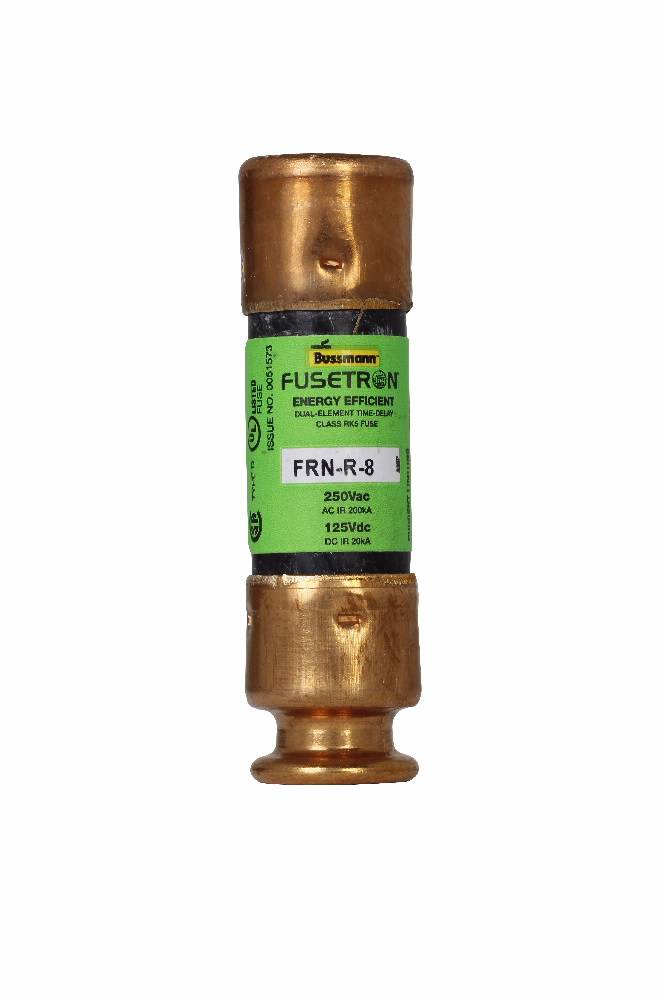 Bussmann Fusetron™ FRN-R-8 Current Limiting Time Delay Fuse, 8 A, 250 VAC/125 VDC, 20/200 kA Interrupt, RK5 Class, Cylindrical Body