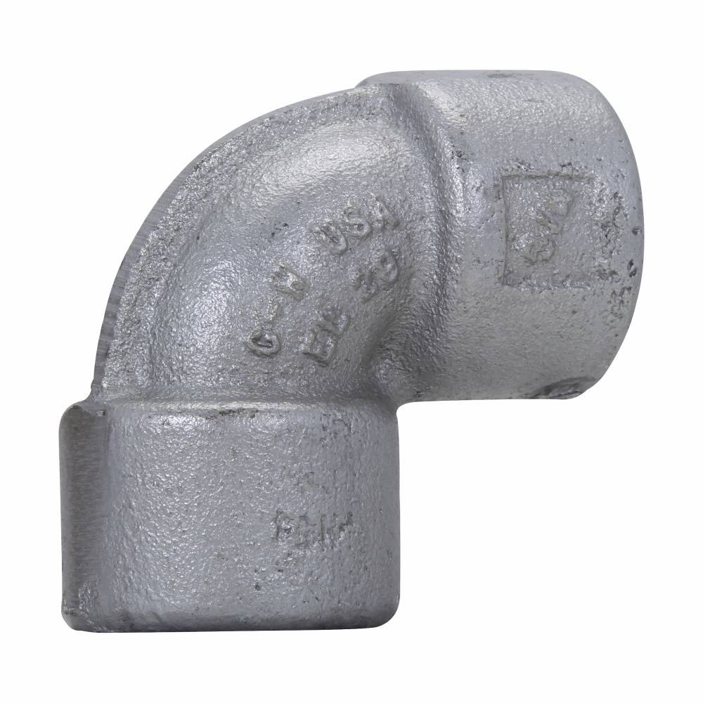 Crouse-Hinds EL19 EL Series Female Conduit Elbow, 1/2 in Trade, 90 deg, Ductile Iron/Feraloy® Iron Alloy, Aluminum Acrylic Painted/Electro-Galvanized