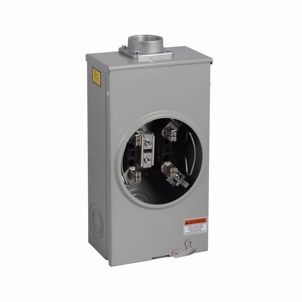 EATON Cutler-Hammer 1004455BCH 3-Wire 1-Position Residential Service Single Meter Socket With Horn Bypass, 600 VAC, 200 A, 1 Phase