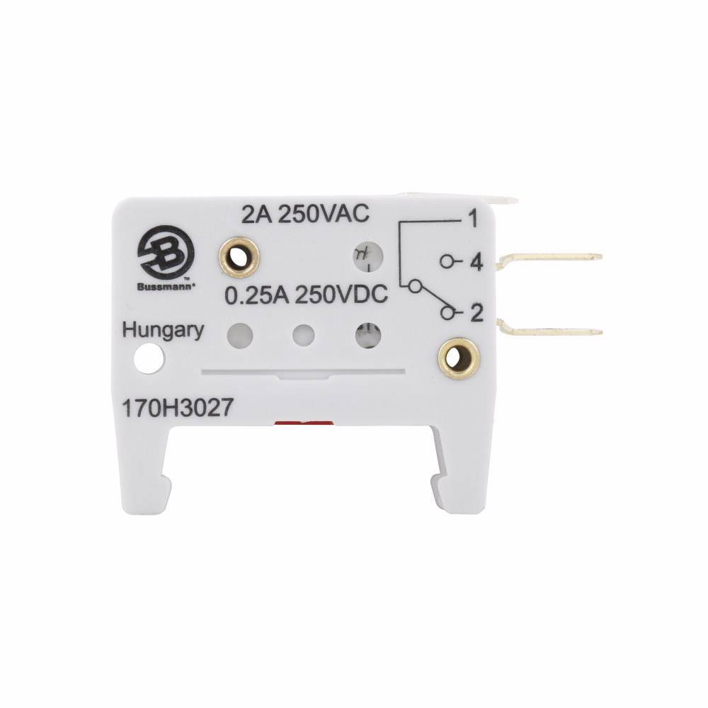 Bussmann 170H3027 Clip-On Microswitch, For Use With Type K Square Body High Speed DC Non-Indicating Fuses, 250/700/690 V, 5 A