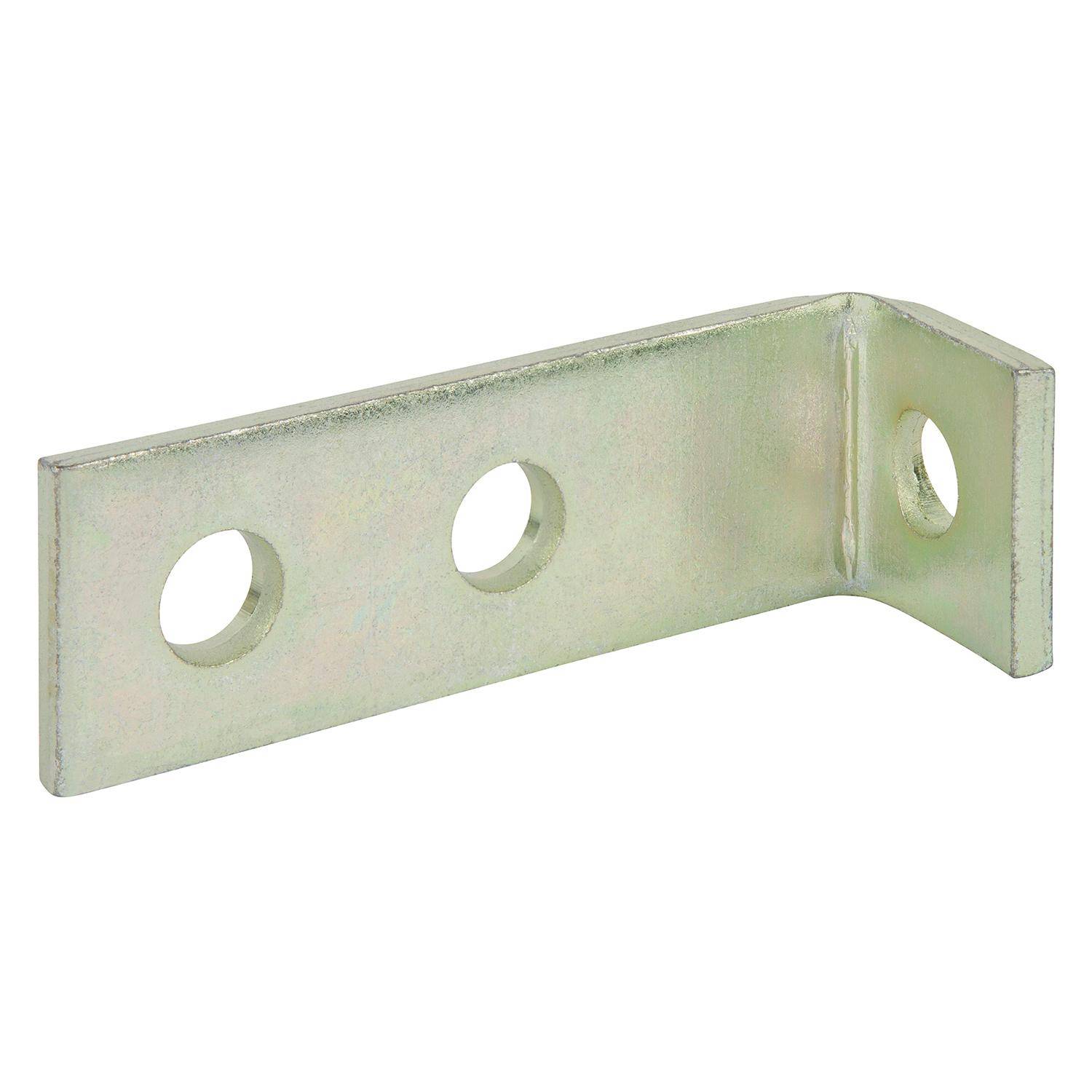 Kindorf® B-916-EG 3-Hole Angle Connector, 4-1/2 in L x 1-1/2 in W, Steel, Electro-Galvanized/Silver Galvanized