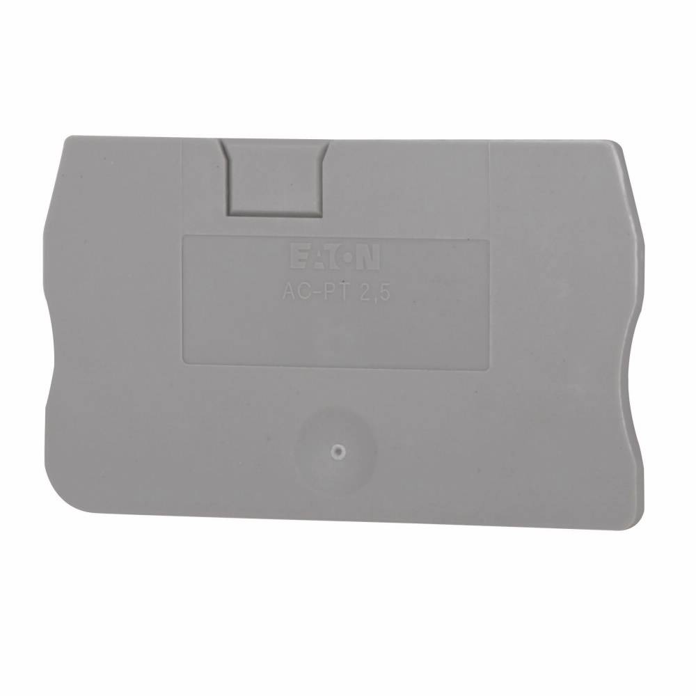 EATON XBACPT25 End Cover, For Use With XB Series XBPT25/XBPT25PE Spring Cage Connection Single Level Terminal/Ground Block, Gray
