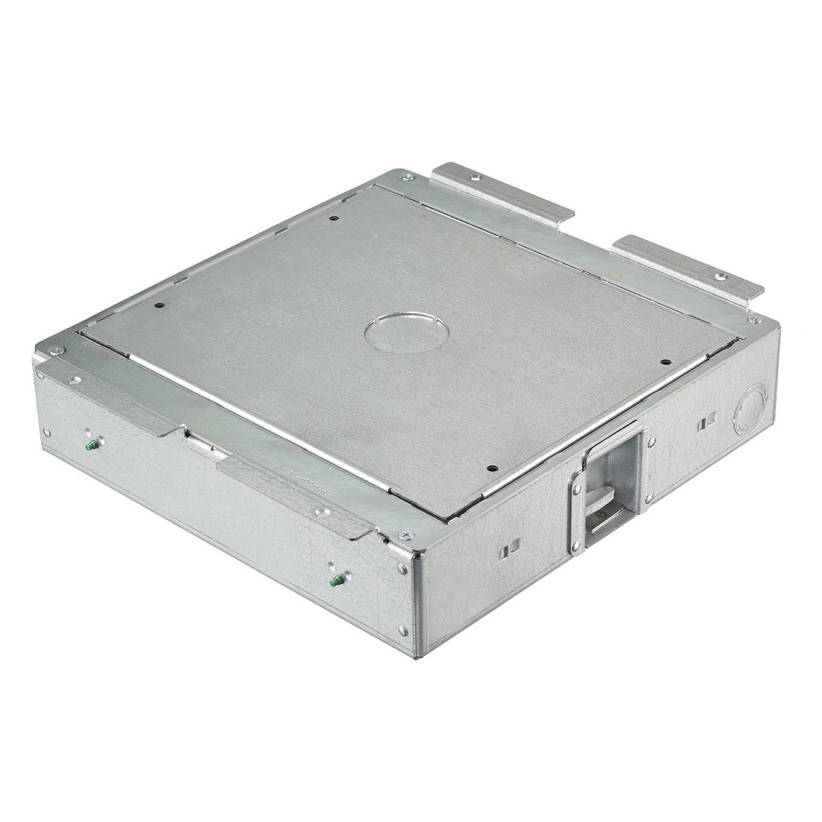 PREMISE WIRING SystemOne® AFB4G25CHI Folded Recessed Standard Floor Box, Stamped Steel, 26.5 cu-in Capacity, 4 Gangs, 12.37 in H x 11.03 in W x 2.5 in D