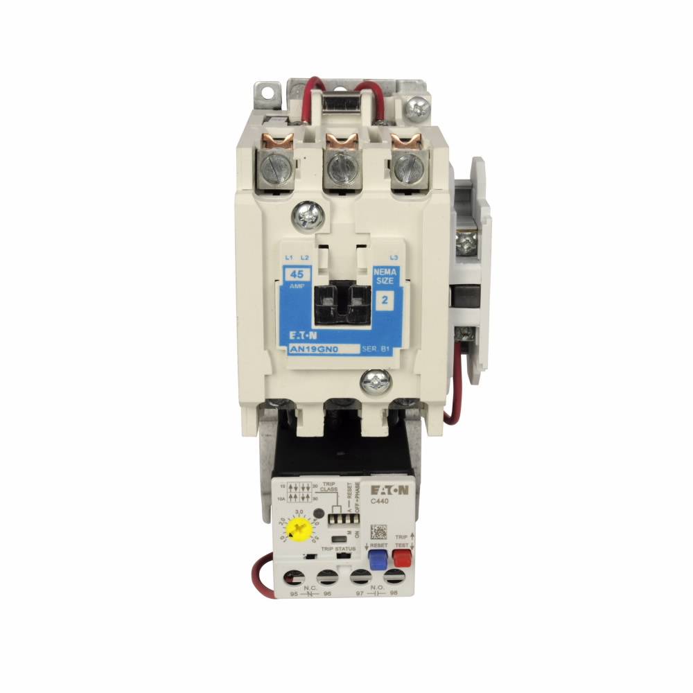 EATON AN19GN0A5E045 Freedom Full Voltage Open NEMA Starter With C440 EOLR Standard Feature Set, SEL Reset, SEL Class (10a, 10, 20, 30), 110/120 VAC V Coil, Non-Reversing Action, 3 Poles, NEMA 2 Enclosure