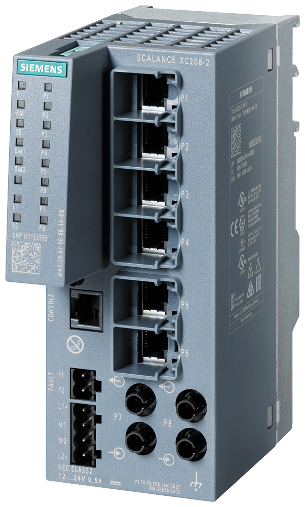 Siemens SCALANCE 6GK52062BB002AC2 XC206-2 Manageable Layer IE Switch, RJ-45 Port, Telnet/HTTP/HTTPS/TFTP/FTP/GMRP/DCP/LLDP/SNMP v1/SNMP v2/SNMP v3/IGMP Protocol