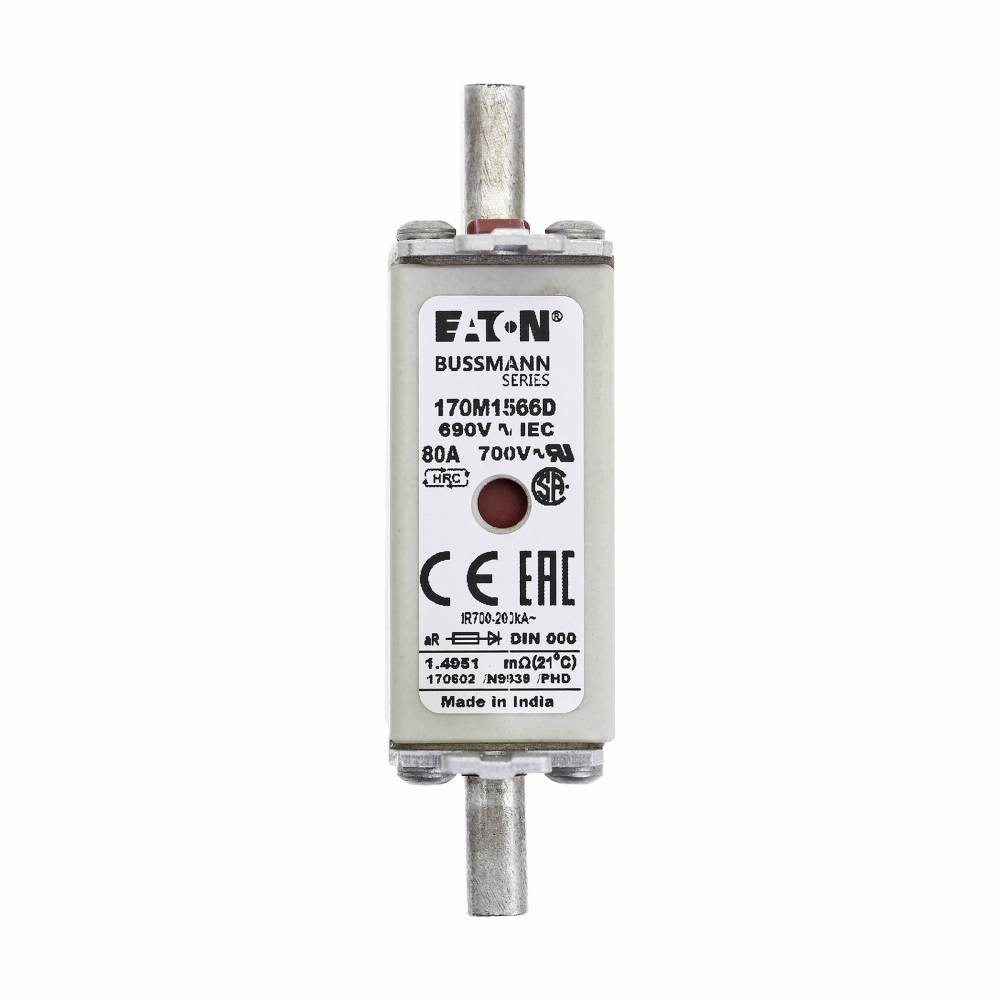 Edison 170M1566D Type T High Speed Fuse, 80 A, 690/700 VAC, 200 kA Interrupt, Class: AR, Square Body