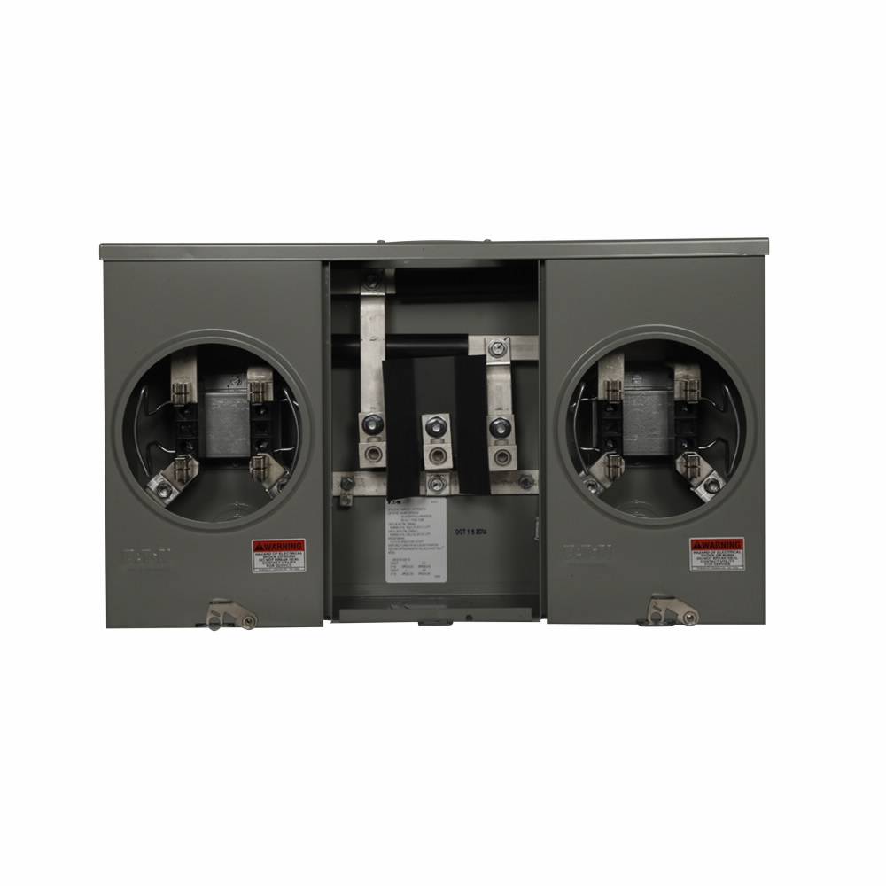 EATON 1004418ACH 2-Position 3-Wire Horizontal Ganged Horn Bypass Meter Socket, 600 VAC, 200 A, 1 ph Phase