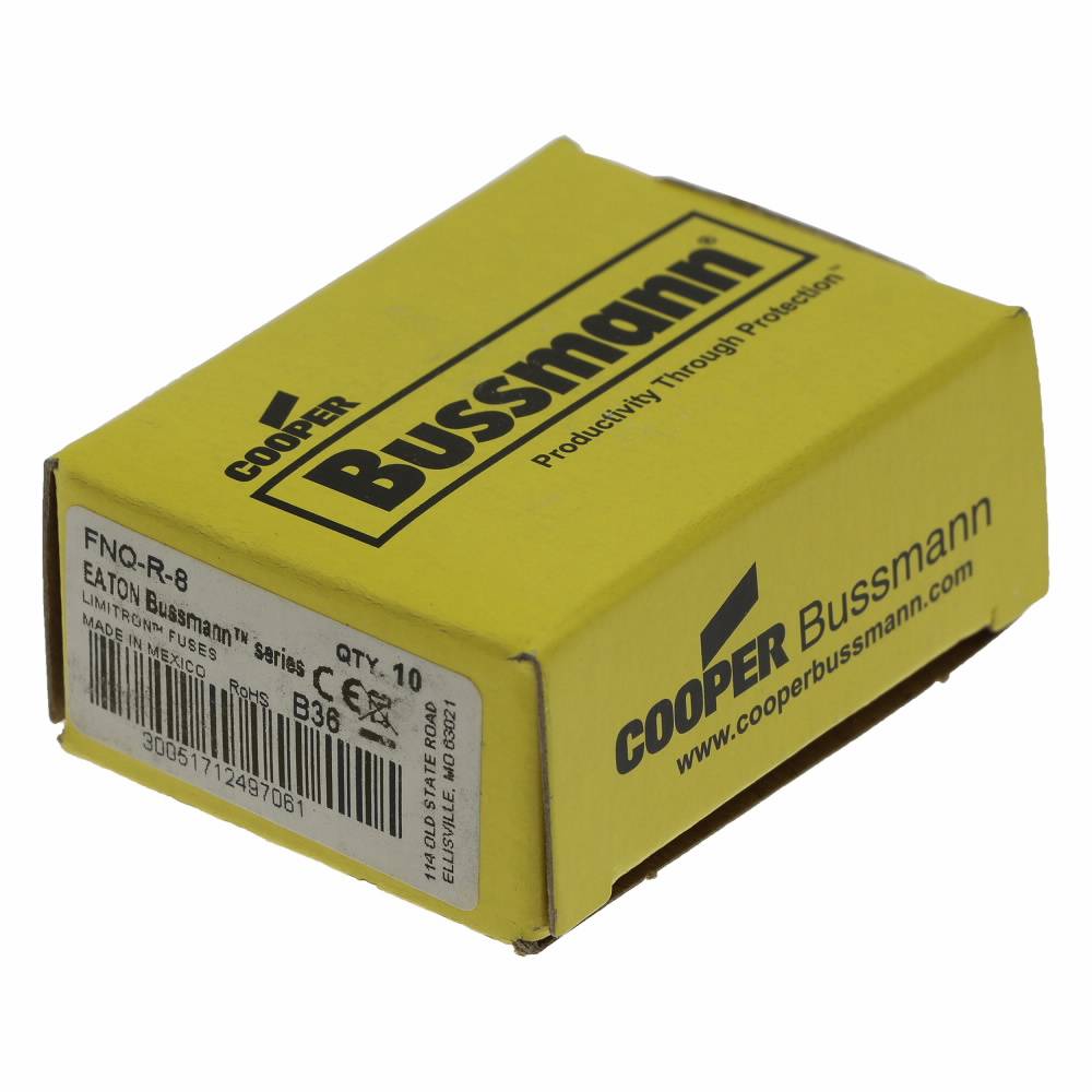 Bussmann Limitron™ CC-Tron® FNQ-R-8 Advanced Protection Current Limiting High Inrush Low Voltage Time Delay Fuse, 8 A, 600 V, 200 kA Interrupt, CC Class, Cartridge Body