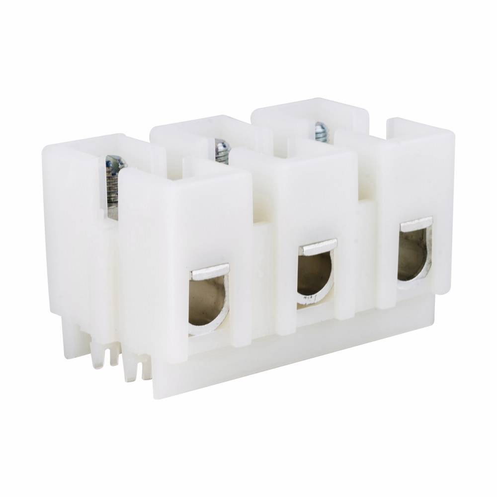 Bussmann NC3-WH Feed-Through Terminal Block, 600 V, 175 A, 14 to 2/0 AWG Aluminum/Copper Wire, 3 Poles, C-Rail Mount
