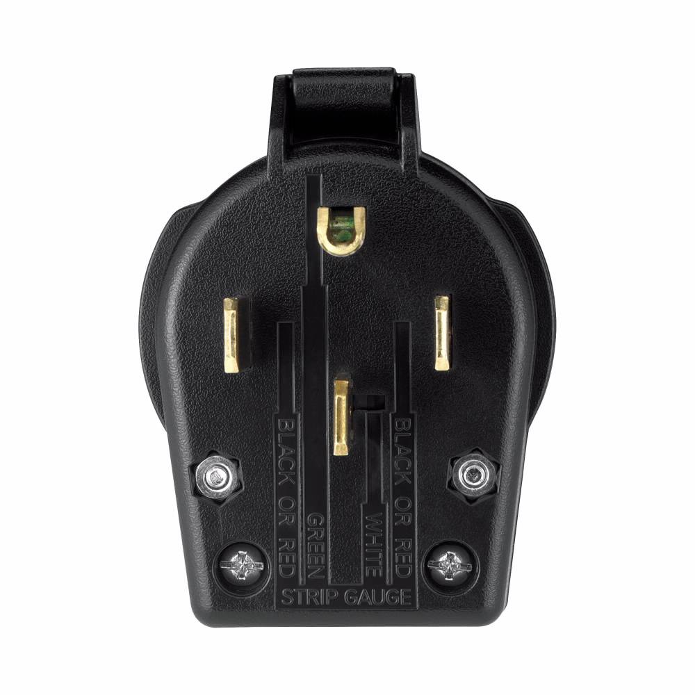 EATON Arrow Hart™ Eaton Wiring Devices S21-SP Angled Universal Straight Blade Plug, 125/250 VAC, 30/50 A, 3 Poles, 4 Wires, Black