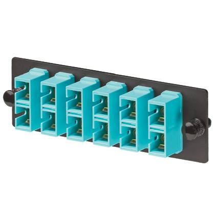 Panduit® Opticom® FAP4WAQDSCZ Duplex Multi-Mode Loaded Fiber Optic Adapter Panel With Zirconia Ceramic Split Sleeve, SC End A, SC End B, (10) OM3/OM4 Fiber
