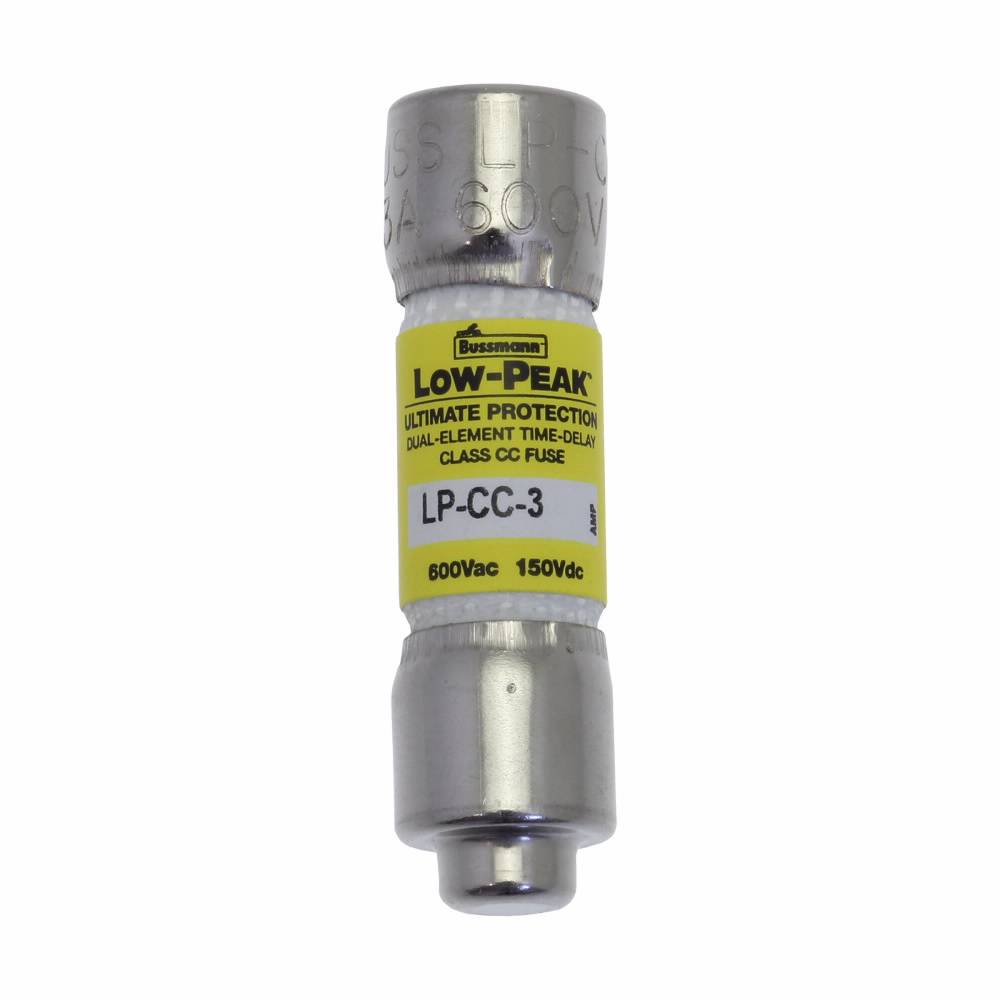Bussmann Low-Peak™ LP-CC-3 Current Limiting Time Delay Fuse, 3 A, 600 VAC/150 VDC, 20/200 kA Interrupt, CC Class, Cartridge Body