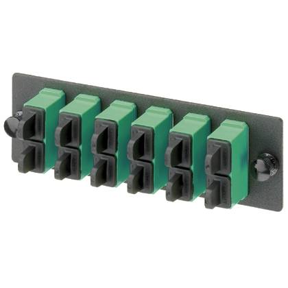 Panduit® Opticom® FAP4WAGDSCZ Duplex Singlemode Loaded Fiber Optic Adapter Panel, SC End A, APC/OS1/OS2 Fiber