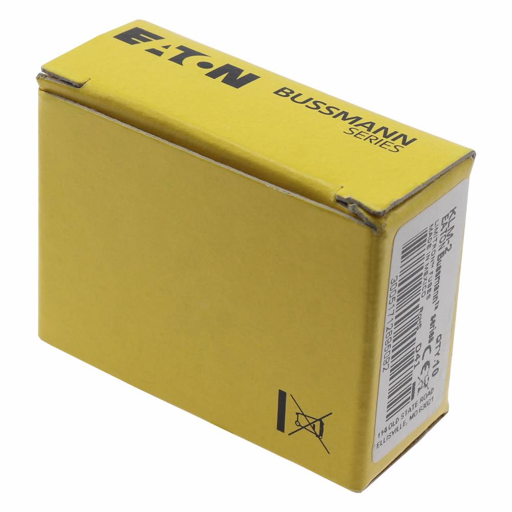 Bussmann Limitron™ KLM-2 Fast Acting Low Voltage Midget Supplemental Fuse, 2 A, 600 VAC/VDC, 100000 A AC/50000 A DC Interrupt, Class: Supplemental, Cartridge Body