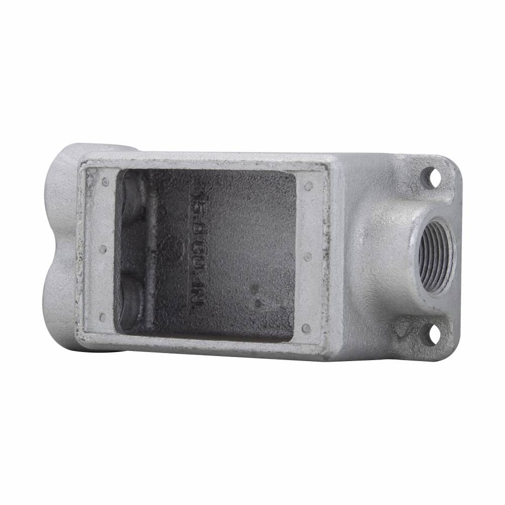 Crouse-Hinds Condulet® FSCC2 Type FSC 3-Outlet Shallow Device Box With Mounting Lug, 3/4 in Trade, 1 Gang, Feraloy Iron Alloy, Electro-Galvanized