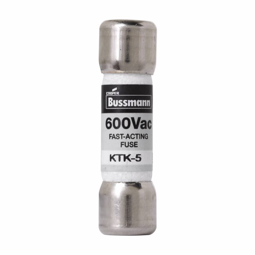 Bussmann Limitron™ KTK-5 Low Voltage Supplemental Fuse, 5 A, 600 VAC, 100 kAIC Interrupt, Class: Supplemental, Cartridge Body