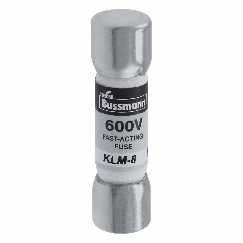 Bussmann KLM-8 Fast Acting Fuse, 8 A, 600 VAC/VDC, 100/50 kAIC Interrupt, Class: Supplemental, Cartridge Body