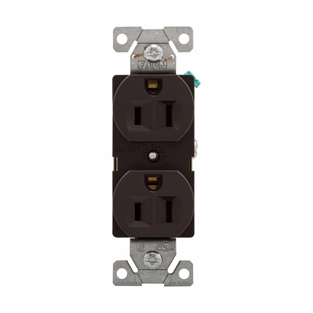 EATON Arrow Hart™ Eaton Wiring Devices 5262B Duplex Tamper/Weather-Resistant Straight Blade Receptacle, 125 VAC, 15 A, 2 Poles, 3 Wires, Brown