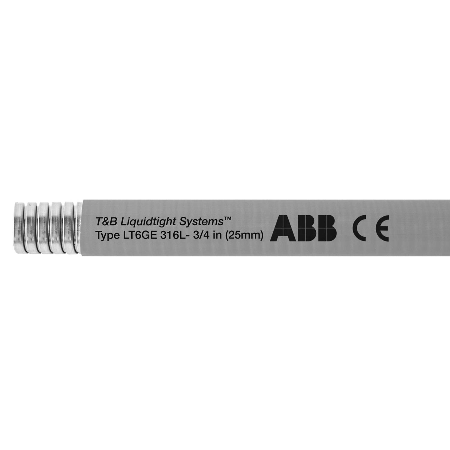 T&B® Industrial Fitting Liquidtight Systems™ LT6GES05G-B Type LT6GE Liquid Tight Flexible Metal Conduit, 1-1/4 in Trade, 1.38 in ID x 1.66 in OD, 50 ft L, 316 Stainless Steel