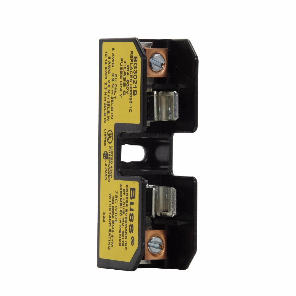 Edison BG3021B Open Fuse Block With Box Lug, 600 V, 20 A, 14 to 6 AWG Cu Wire, 1 Pole