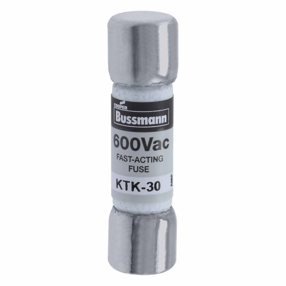 Bussmann Limitron™ KTK-30 Fast Acting Low Voltage Supplemental Fuse, 30 A, 600 VAC, 100 kAIC Interrupt, Class: Supplemental, Cartridge Body
