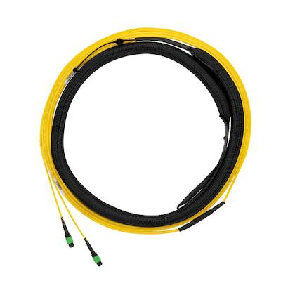 Panduit® QuickNet™ F9TYL5EL2SAM010 12-Fiber OS2 Singlemode Small Diameter LSZH Trunk Cable Assembly, MPO Female End A, LC Duplex End B, 10 m L, Yellow