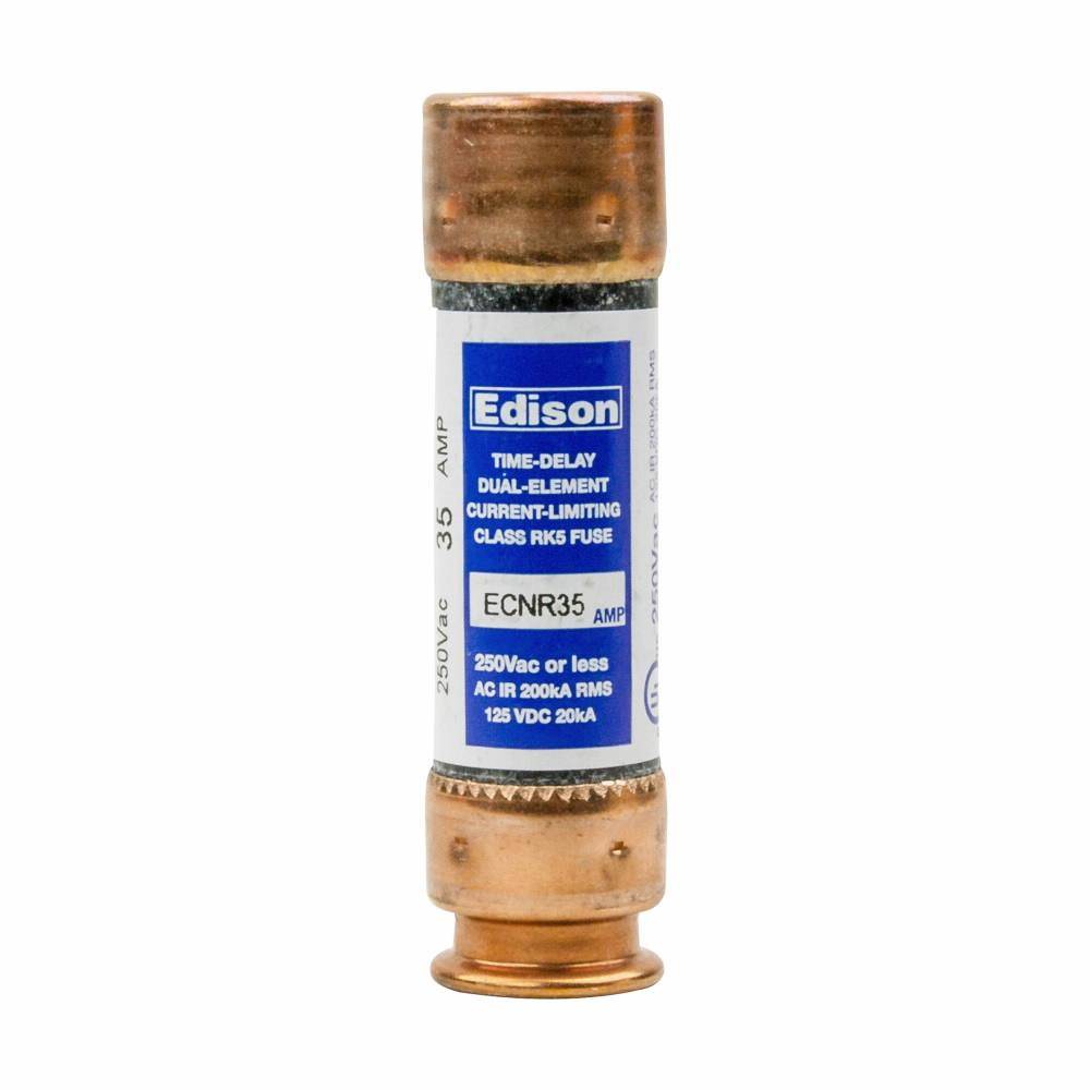 Edison Bullet™ ECNR35 ECNR Current Limiting Time Delay Fuse, 35 A, 250 VAC/125 VDC, 200 kA Interrupt, RK5 Class, Cylindrical Body