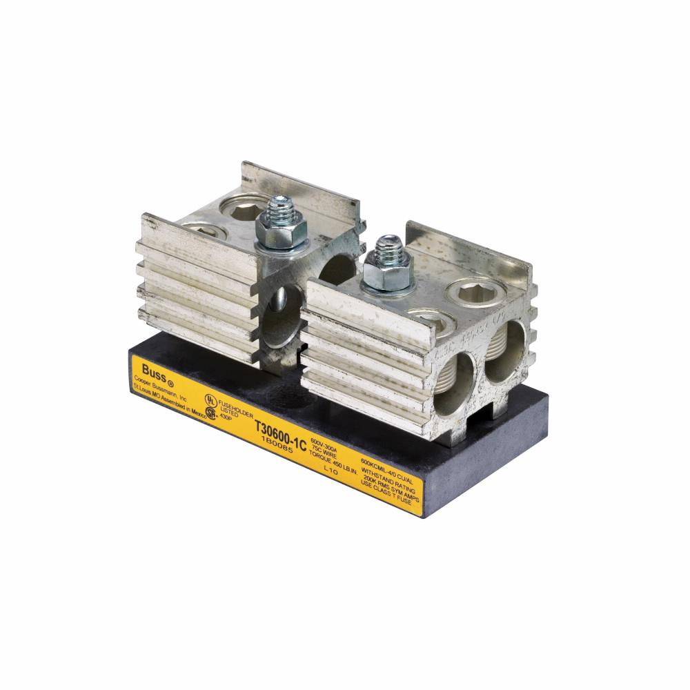 Edison T30600-1C Power Fuse Block, 300 VAC/VDC, 401 to 600 A, Class: T, 600 kcmil Aluminum/Copper Wire, 1 Pole